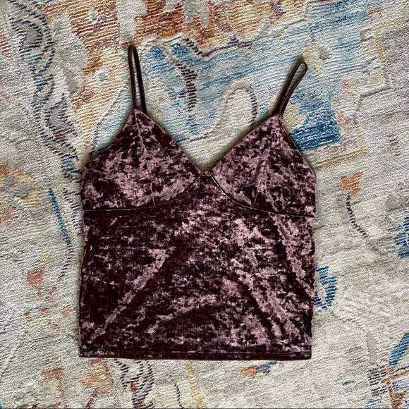 American Eagle Size S Crushed Velvet Camisole Tank Top in Purple - Picture 3 of 7